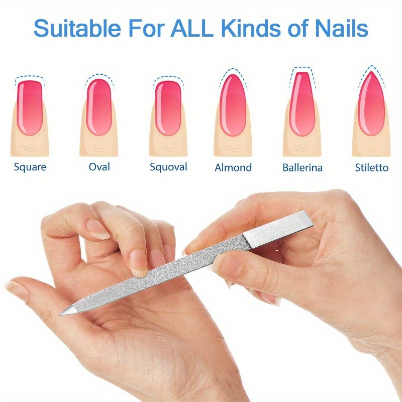 6pcs Diamond Nail File Stainless Steel Double Side