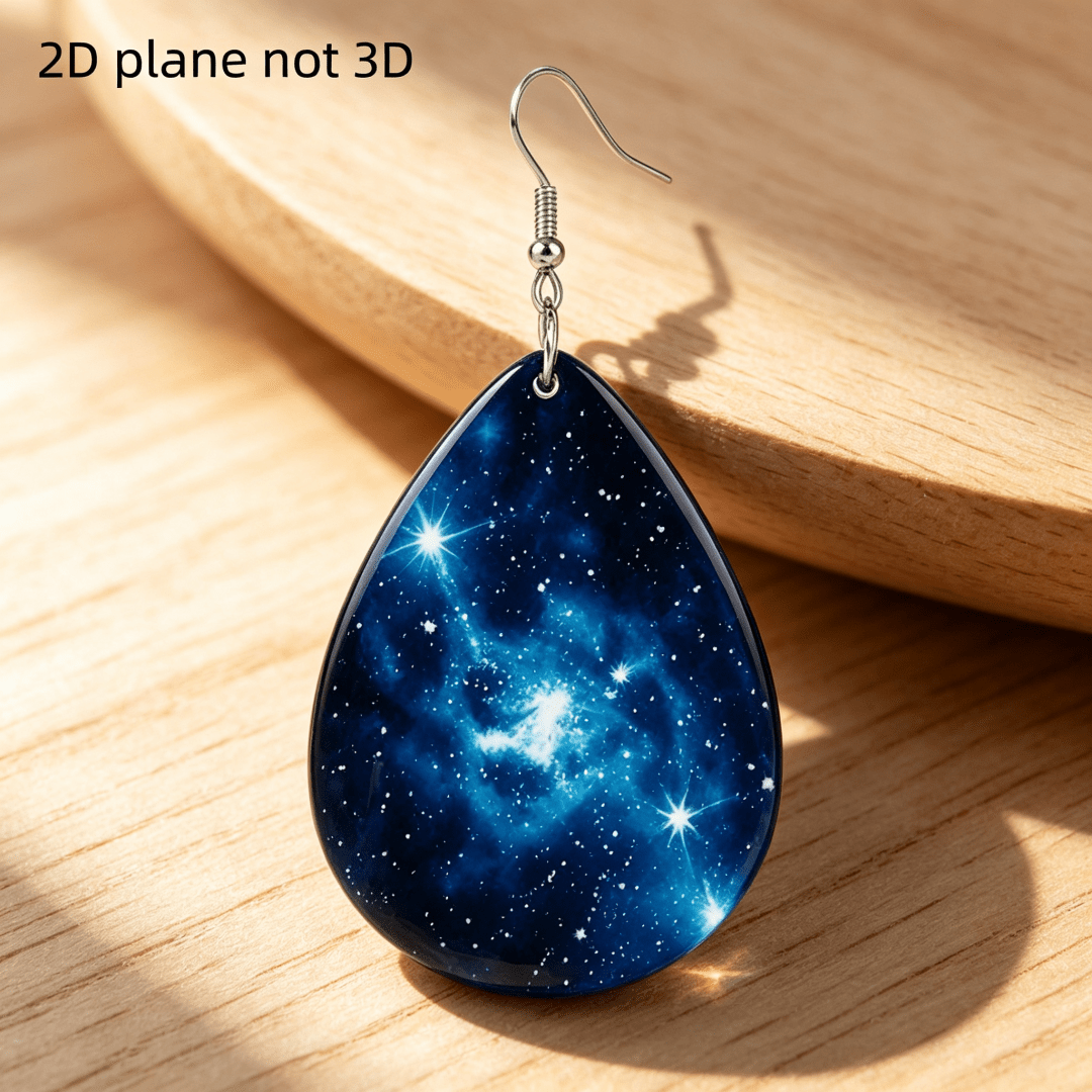 Women's Celestial Blue Nebula Galaxy Dangle Earrings