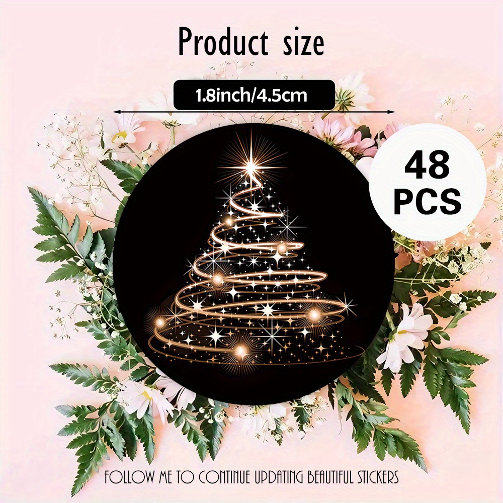 TEMU Sets Of 48, 96, Or 144 Round Stickers Featuring A Sparkling Christmas , Perfect For Holiday Decorations, Gift Tags, Party Invites, And A Festive