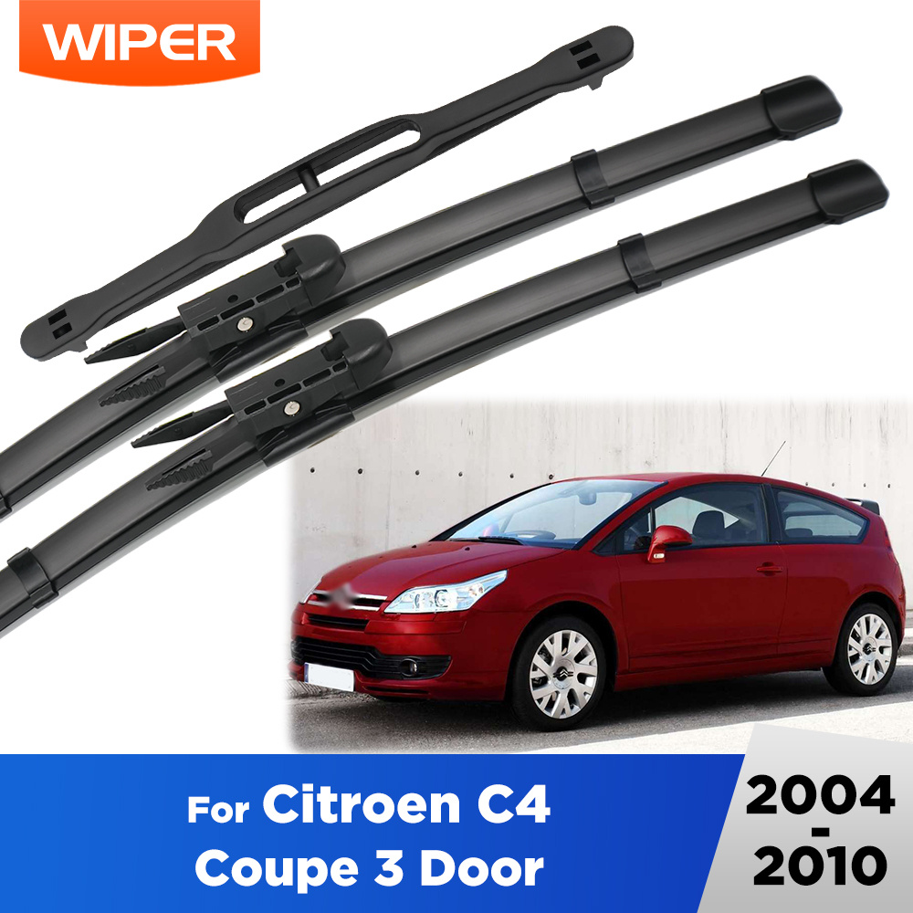 TEMU Juego de Limpiaparabrisas LHD Delantero y Trasero para Citroen C4 Coupé 2004 - 2010, Parachoques, Vidrio delantero 28"24"+7