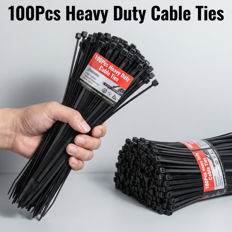 TEMU 100pcs Heavy Duty Cable Organizer Nylon Zip Ties Kit, Black White Heavy Duty Zip Ties 30.48/15.48 Cm High Tensile Strength, Anti-slip