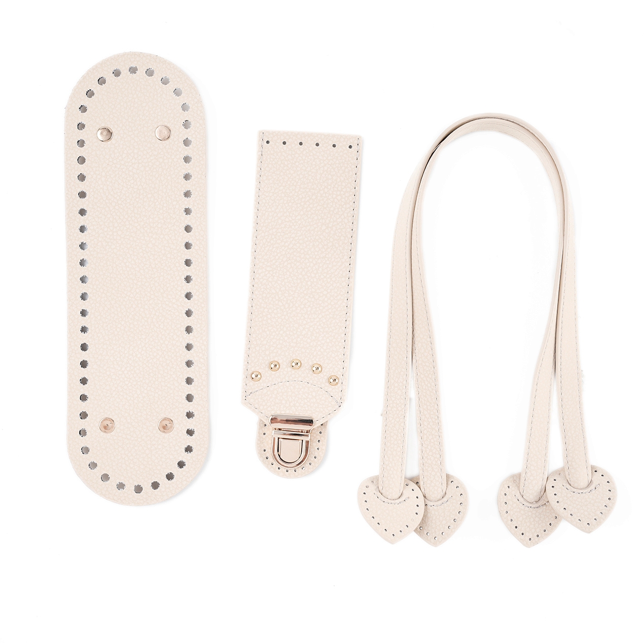 TEMU (CEE ART) Kit de sac à main au crochet avec cuir à de litchi, poignées courtes de cœur et couvercle à , idéal pour la fabrication de sacs
