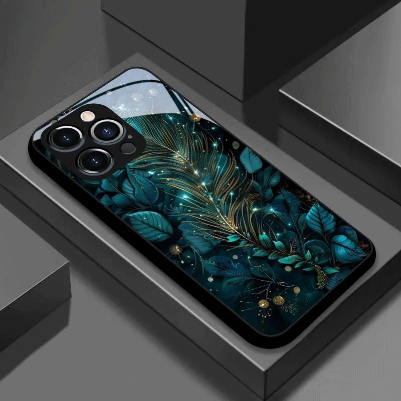 TEMU Phone Case - Tempered Glass Phone Case For Iphone 17 Pro Max 17 Pro Pro 15 Pro Max 15 Pro 13 14 14 Pro Max 17 Air, Pattern In Plants Business