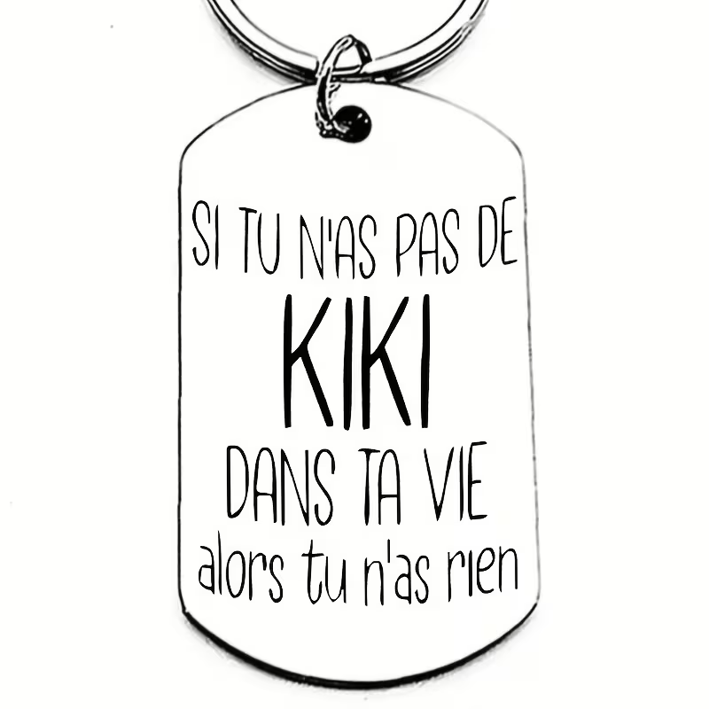 TEMU Porte-clés fantaisie en acier inoxydable, porte-clés humoristique « Si Kiki » - avec noir, cadeau de Noël et du An, design élégant à , style ,