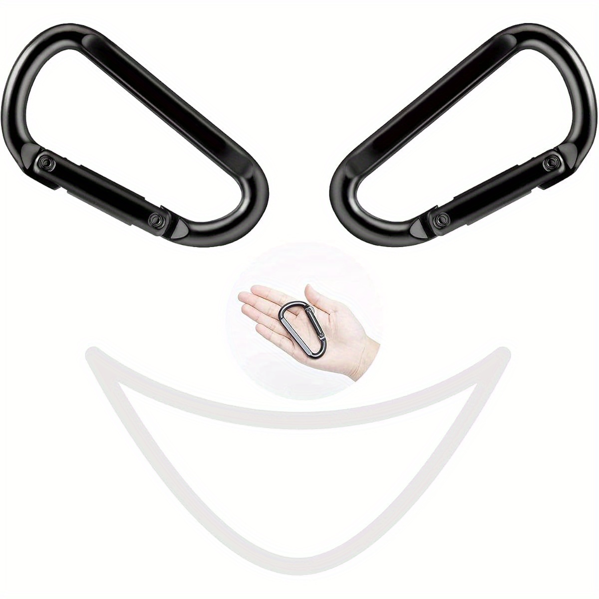 5pcs 3 Large Clips Secure Locking Iron Keychain Snap Hooks For Climbing Camping Hiking Bag Gear Accessories Black - Sports & Outdoors