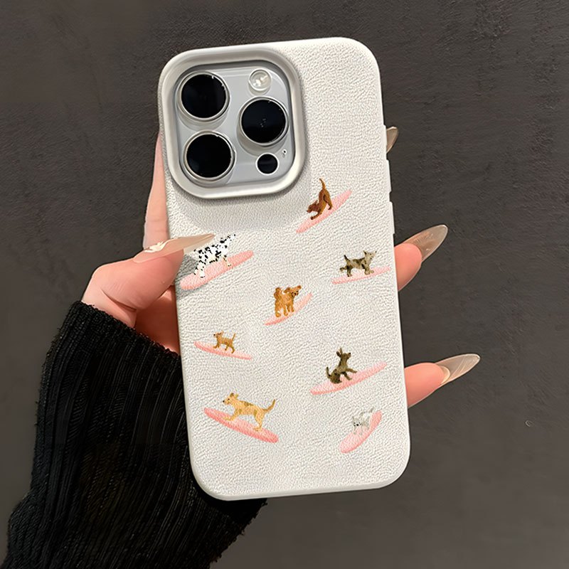 TEMU Phone Case: Creative Cartoon Dog Surfing Pattern Matte Soft Phone Case With And Convex Texture Of Uv Printijavascript:, 360 Degree Protection