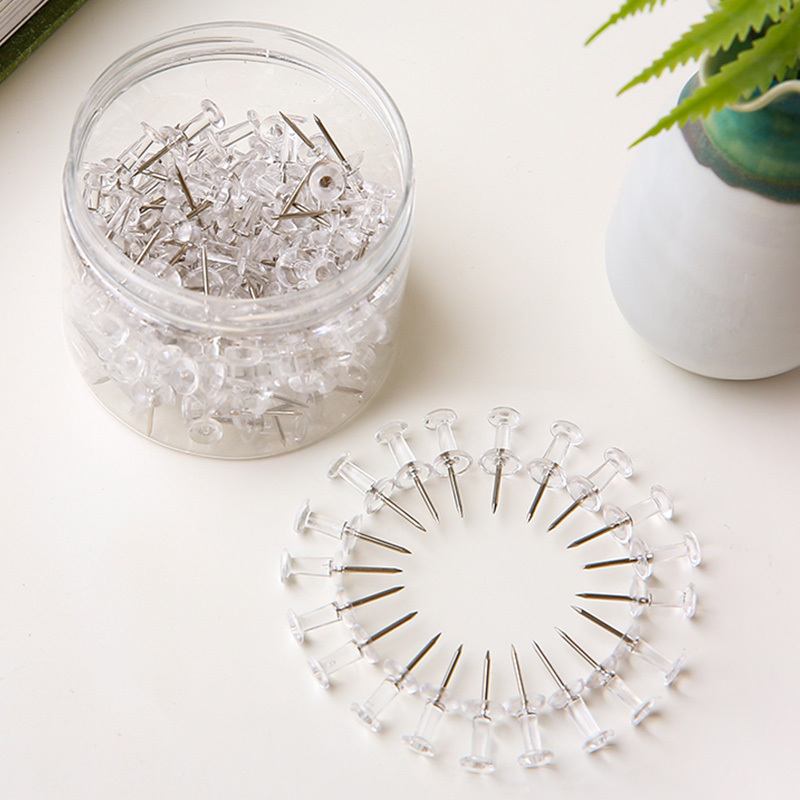 TEMU 200pcs Basics Push Pins Tacks | , Clear Plastic For Bulletin Board, Maps, Posters, And Craft Projects