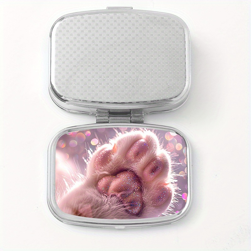 Mini Portable Cat Paw Print Pattern Medicine Box, Travel Essential