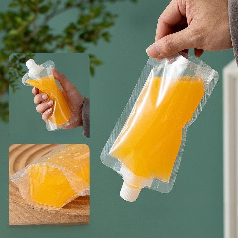 40pcs portable squeeze bags with   mouth pet coated transparent liquid pouch suitable for hot cold drinks coffee juice soup travel camping parties takeout individually wrapped 40pcs