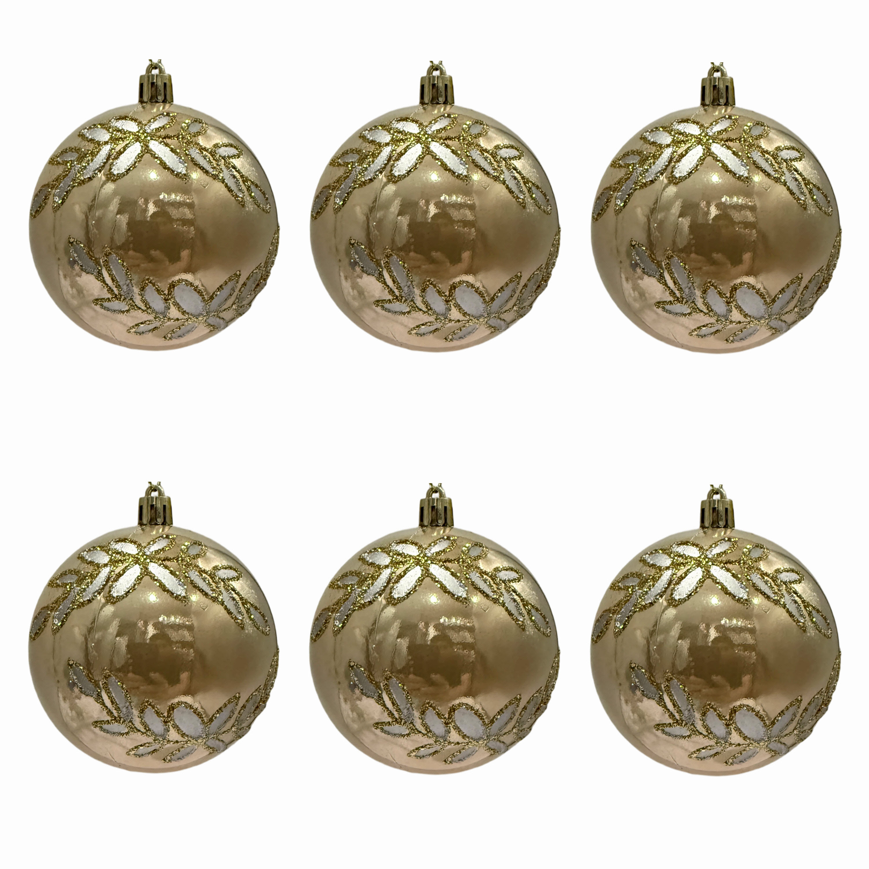TEMU 6 adornos de lujo para árbol de Navidad con forma de , decoraciones doradas y plateadas tipo champán para árbol de Navidad, adornos colgantes
