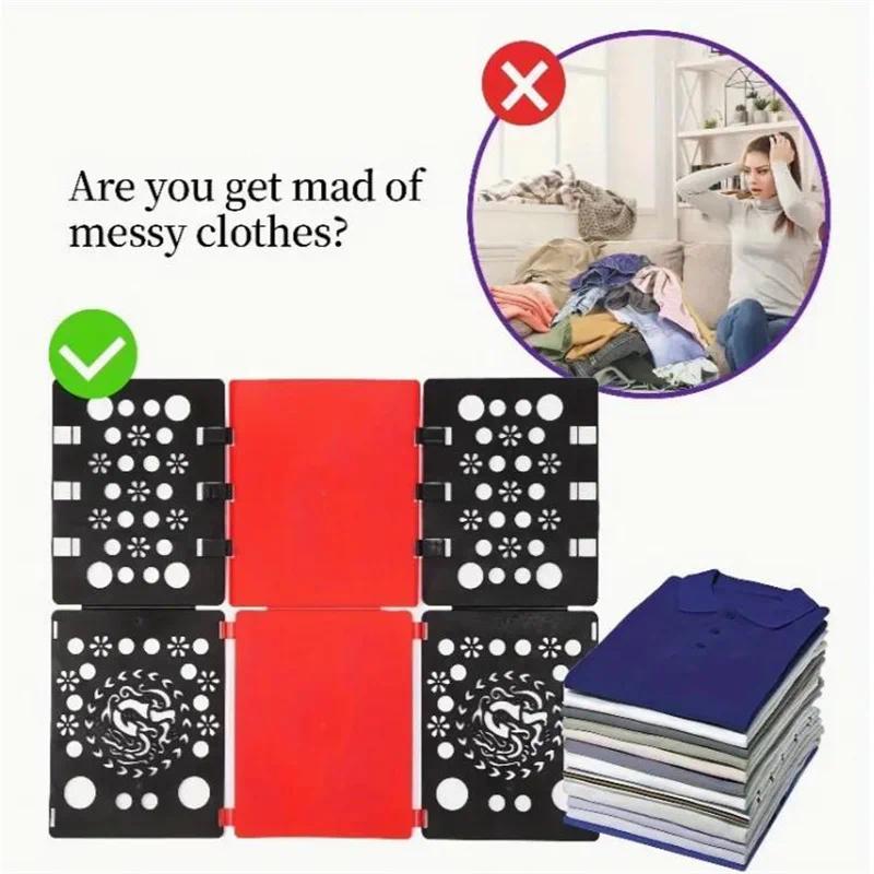Image of Clothes Folding Board, Lazy Quick Shirt Folder, Durable Plastic T-shirt Folding Helper, Space Saving Wardrobe Clothes Organizer For Shirts, T-shirts, Pants, Home Laundry Storage Tool