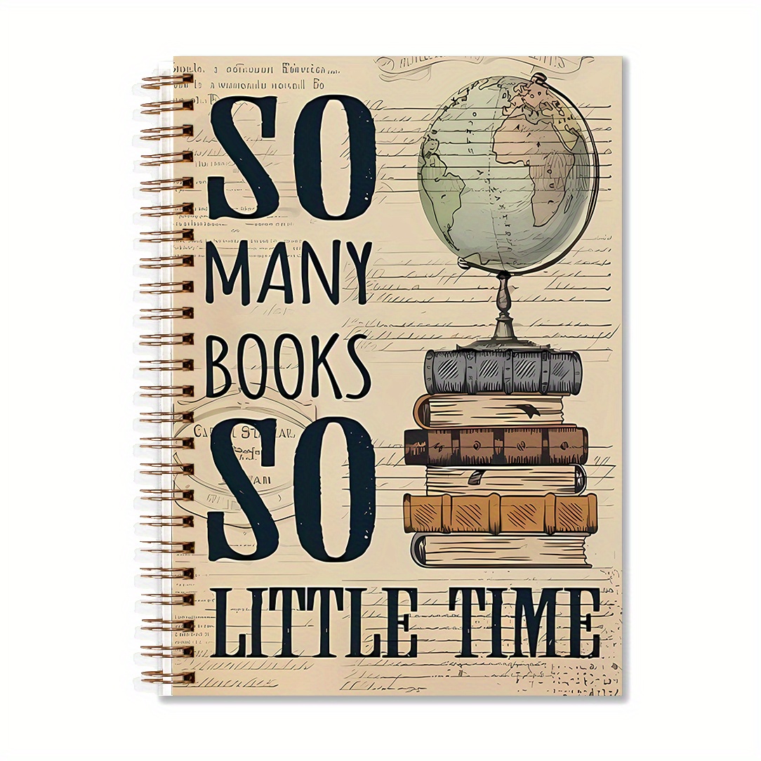 

Room Decor Spiral Journal Notebook 50 Pages - Vintage 'so Many Books Time' Design, Diary, Students Reading Log, Office Stationery School Supplies, 1pc, 5.5x8.3 Inches, Paper Material