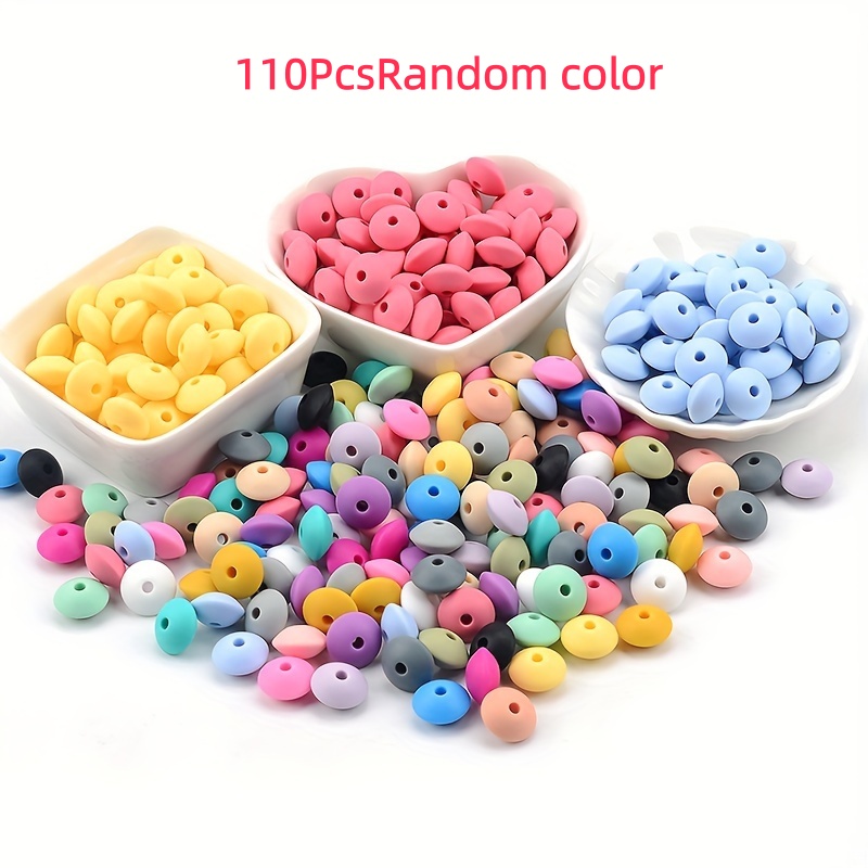 TEMU Lot de 110 perles en silicone de 12 mm de couleur aléatoire pour fabrication de bijoux DIY, kit de fabrication de et bracelets à , perles
