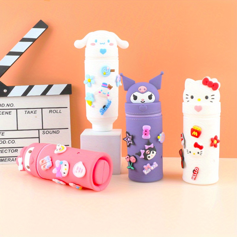 

Sanrio Silicone Pen Holder With Suction Cup - Cute 3d Diy Pencil Case Featuring Hello Kitty, My Melody, Cinnamoroll, And Kuromi, Student Relax, Storage