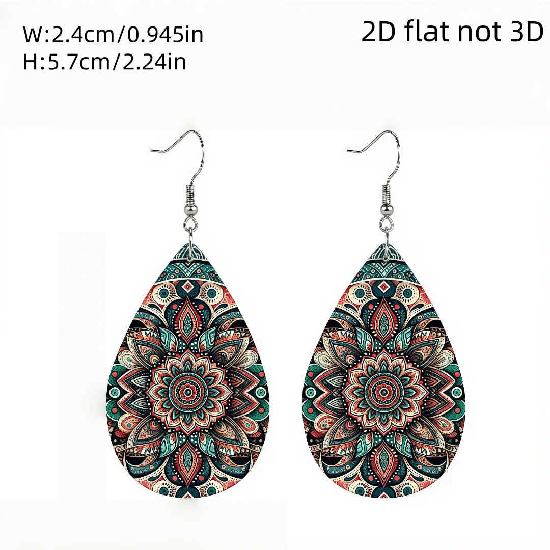 Women's Mandala Pattern Dangle Earrings, Modern Interpretation
