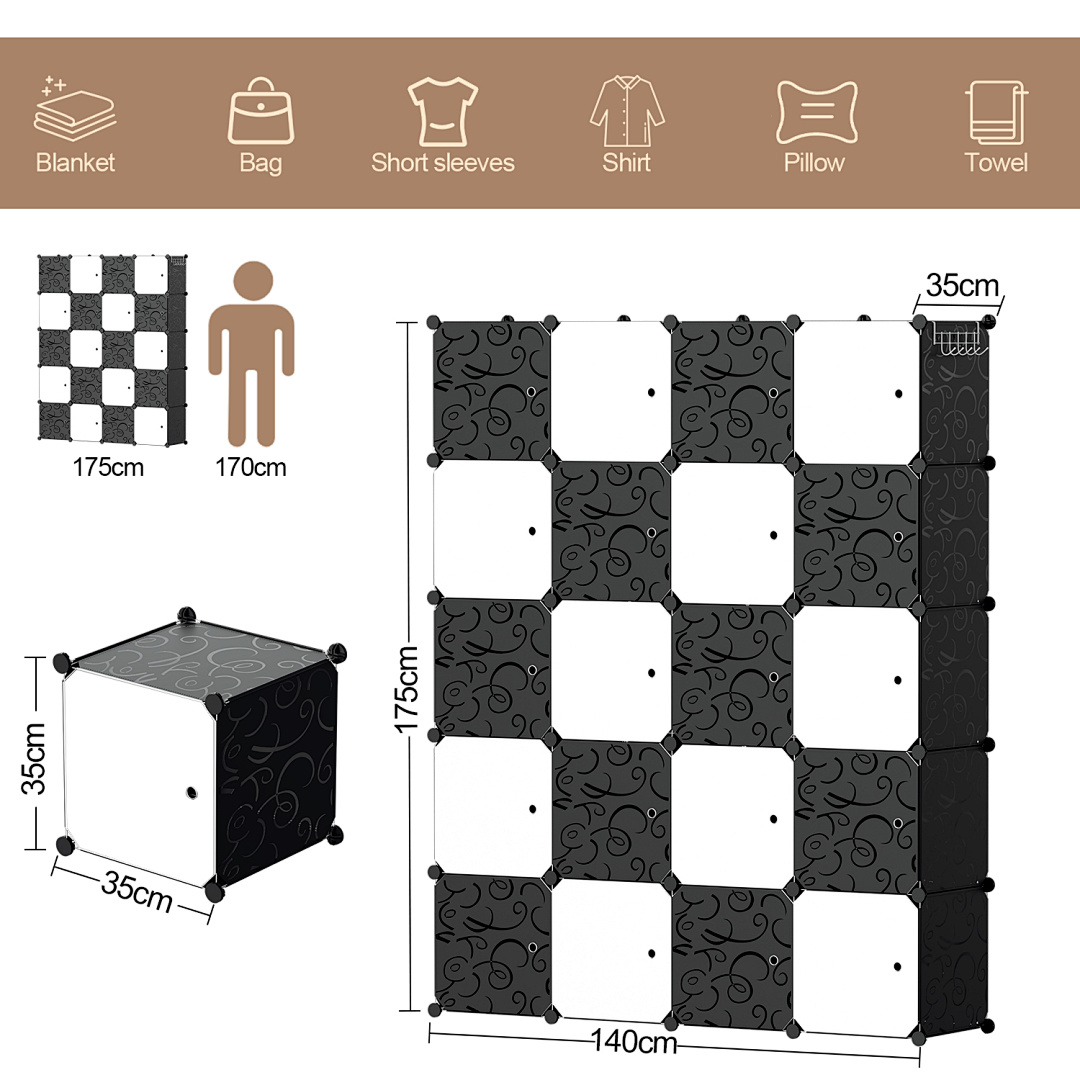 TEMU Armoire autoportante en plastique avec rail de suspension, panneaux de porte et étagères multifonctionnelles pour chambre à coucher, salle de
