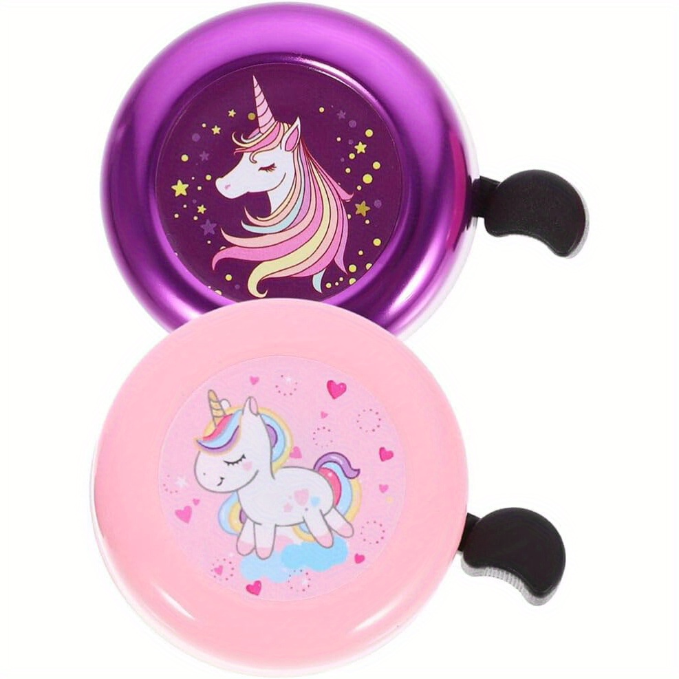 Bicycle Bell, Super Loud Bell, 2pcs Set, Purple Unicorn And Pony, 1pc Each