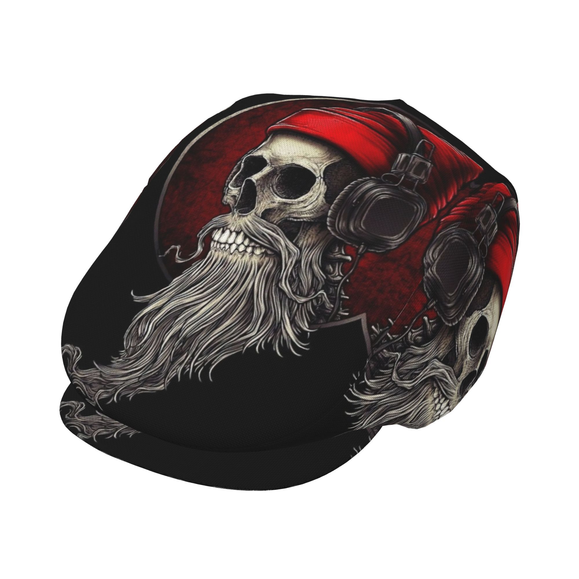 TEMU 1pc Skull With Beard And Headphones Print Hats For Men And Women, Newsboy Caps, Berets, Irish Hats, Driver Caps, Retro Hats, Painter Hats, Men's