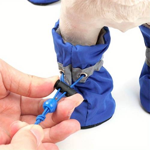 Sapatos para cães Outono e Inverno Conjunto de 4 Sapatos de Pelúcia para Pomeranian Bichon Cobertores de Sapatos para Animais de Estimação Outono Cobertores de Pés para Botas de Chuva