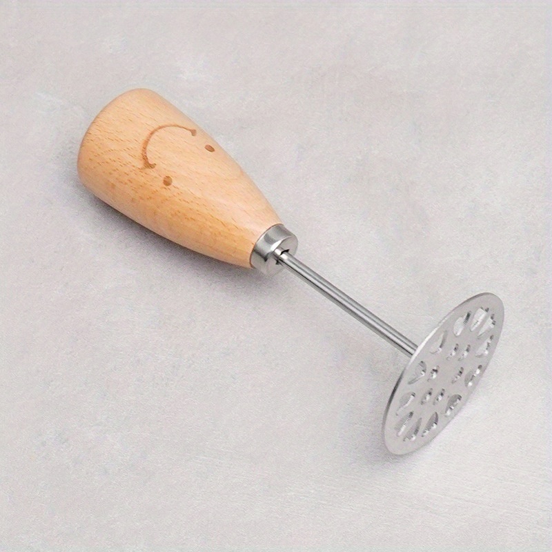 TEMU Stainless Steel Wooden Handle Potato Masher - Multi-use Kitchen Tool For Mashing Potatoes, Sweet Potatoes, And More - Comfortable Grip, Durable