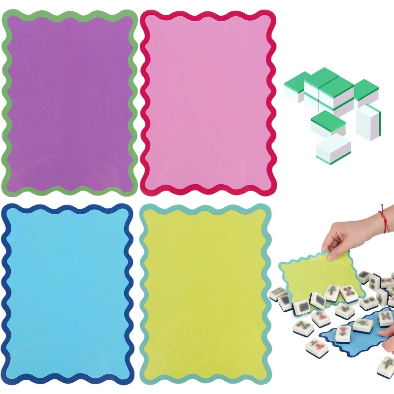 item picture 2d flat 4pcs mahjong shuffling chips acrylic material colored mahjong sorting chips edges with scalloped design fun game additions for beginners and mahjong enthusiasts