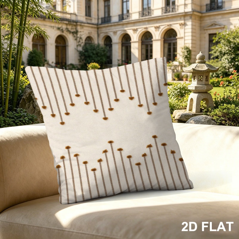 18x18 Inches Outdoor Patio Throw Pillow Cover, Delicate Vertical Striped Small Brown Motif Decorative Pillow Case, Great Spring Season Accent for Gardening, Perfect Housewarming & Holiday Gift for Family & Friend