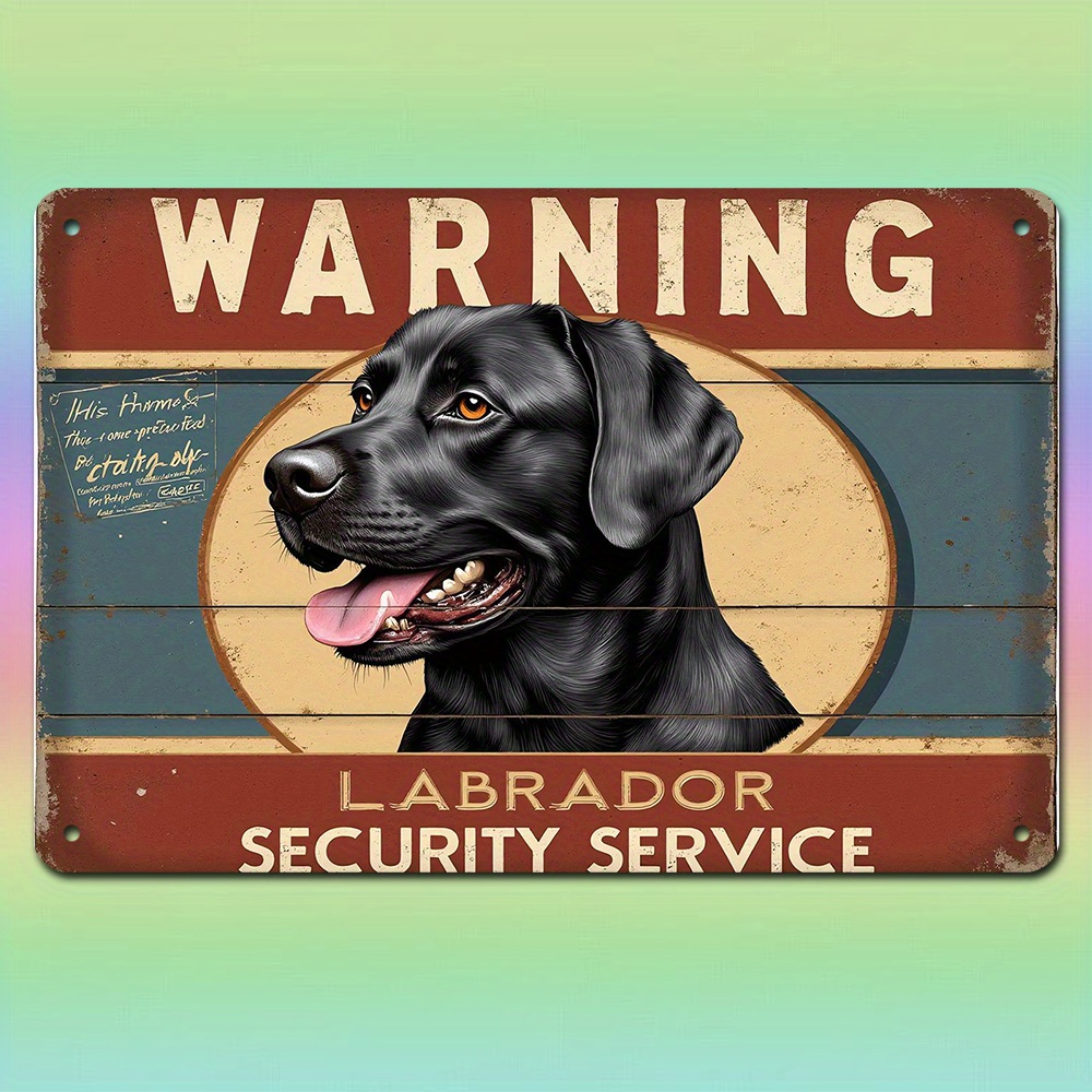 TEMU 2d Flat, 2d Flat1pcs Vintage Labrador Warning Sign | Decor With Banner - Poster For Home, Garage, Cafe - Adhesive Backing - Gift (8x12 Inch /