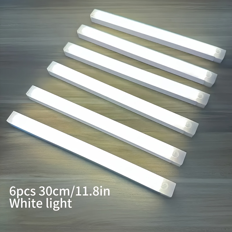 TEMU Paquete de 6 tiras de luz LED con sensor de movimiento, recargables por USB inalámbricas de 30 cm/ in, luz de noche, luz multiescena, adecuadas