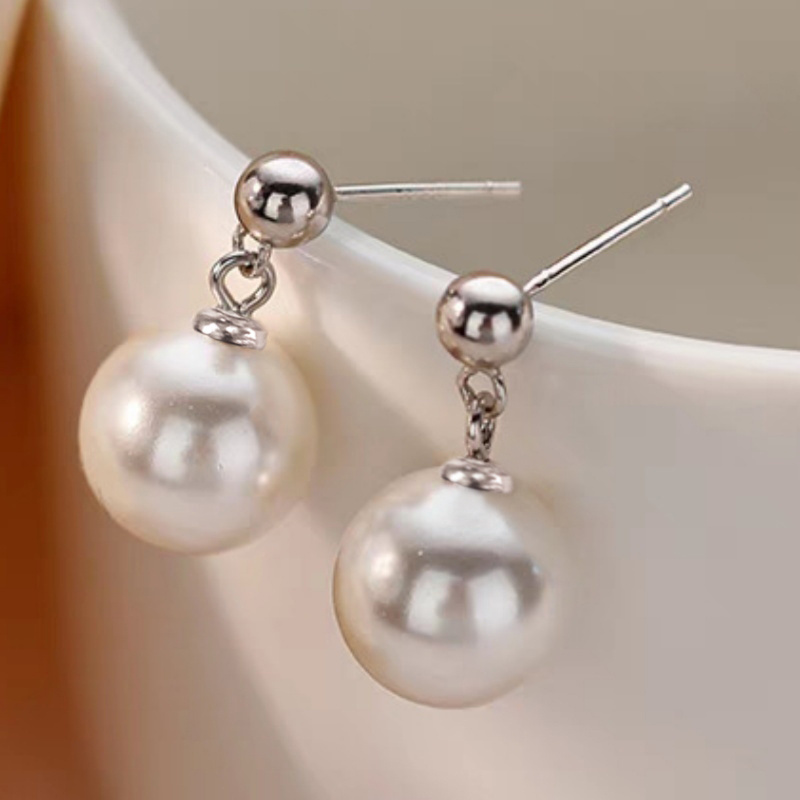 Women's Fashion Geometry Pendant Earrings, Elegant Round Ball Design