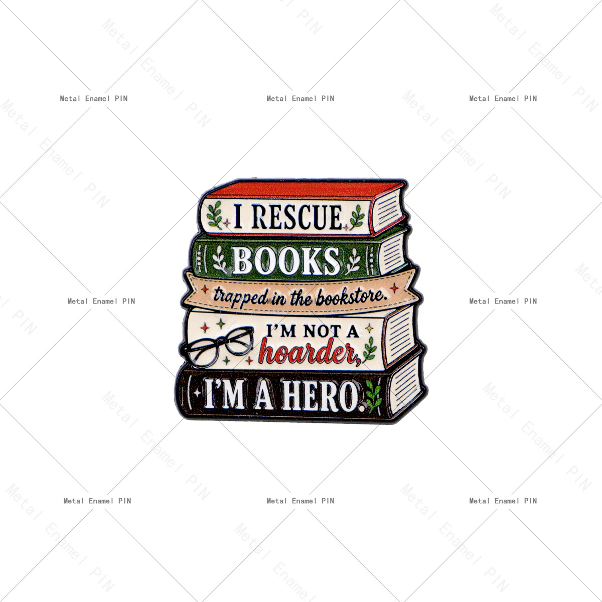 TEMU 1pc I Rescue Books in The Bookstore Épinglette, Broche Lapel avec de Livre Amusante, Pin Livres Empilés, Décoration de Veste de Sac à Dos Cadeau