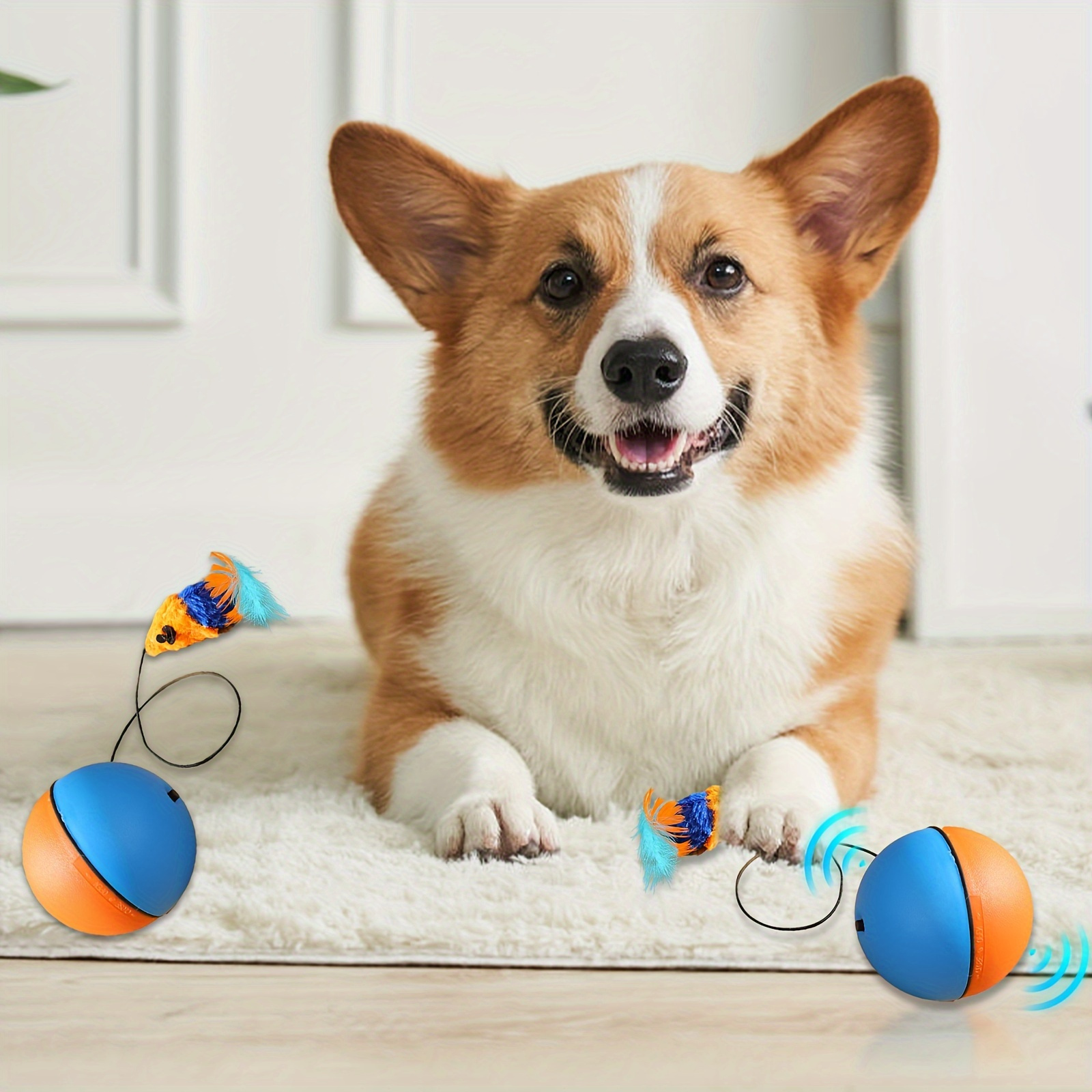 

Interactive Dog Toy Ball With Rope - Battery-powered, Rolling & Moving Action For Indoor Play - Cute Cartoon Design Pet Gift Idea