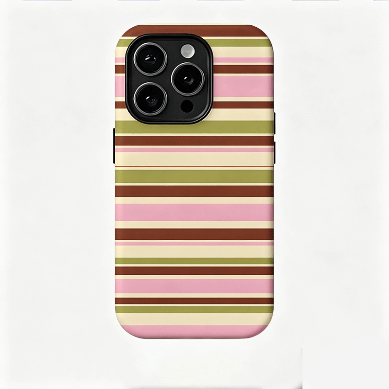 TEMU Phone Case: Splice Stripe Pattern, Dual Layered Case For Durable, Tough, , For Iphone 17, 16, 15, 14, 13, 12, 11, 8, 7, X, Xs, Xr, Plus, Air,
