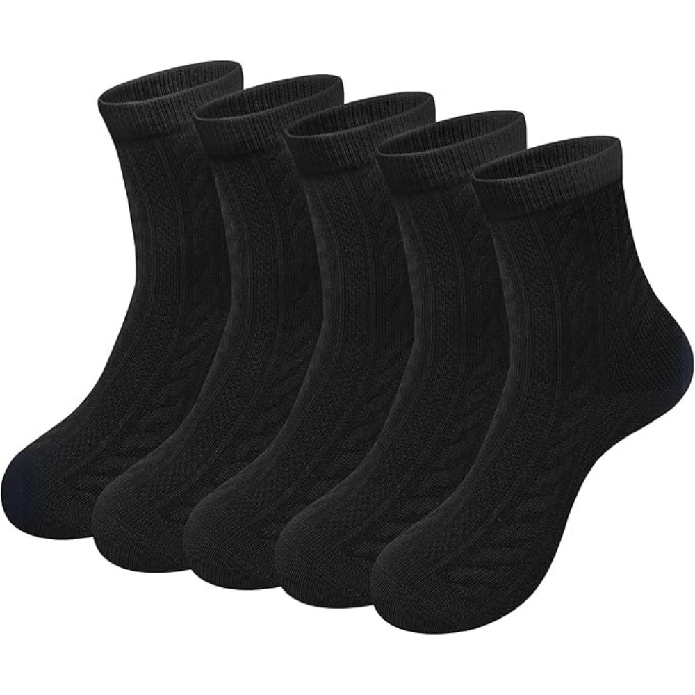 TEMU 5-pack Soft Thermal Wool Socks - Above Ankle, Stretchy & Cosy, Size 2-12.5, Valentine's Day & Birthday Gifts