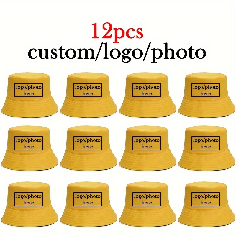 TEMU "6/10/12-pack Customizable Men'-sided Fisherman Hats - White& Tropical Print, 100% Polyester, Machine Washable For Beach, Fishing, Football,