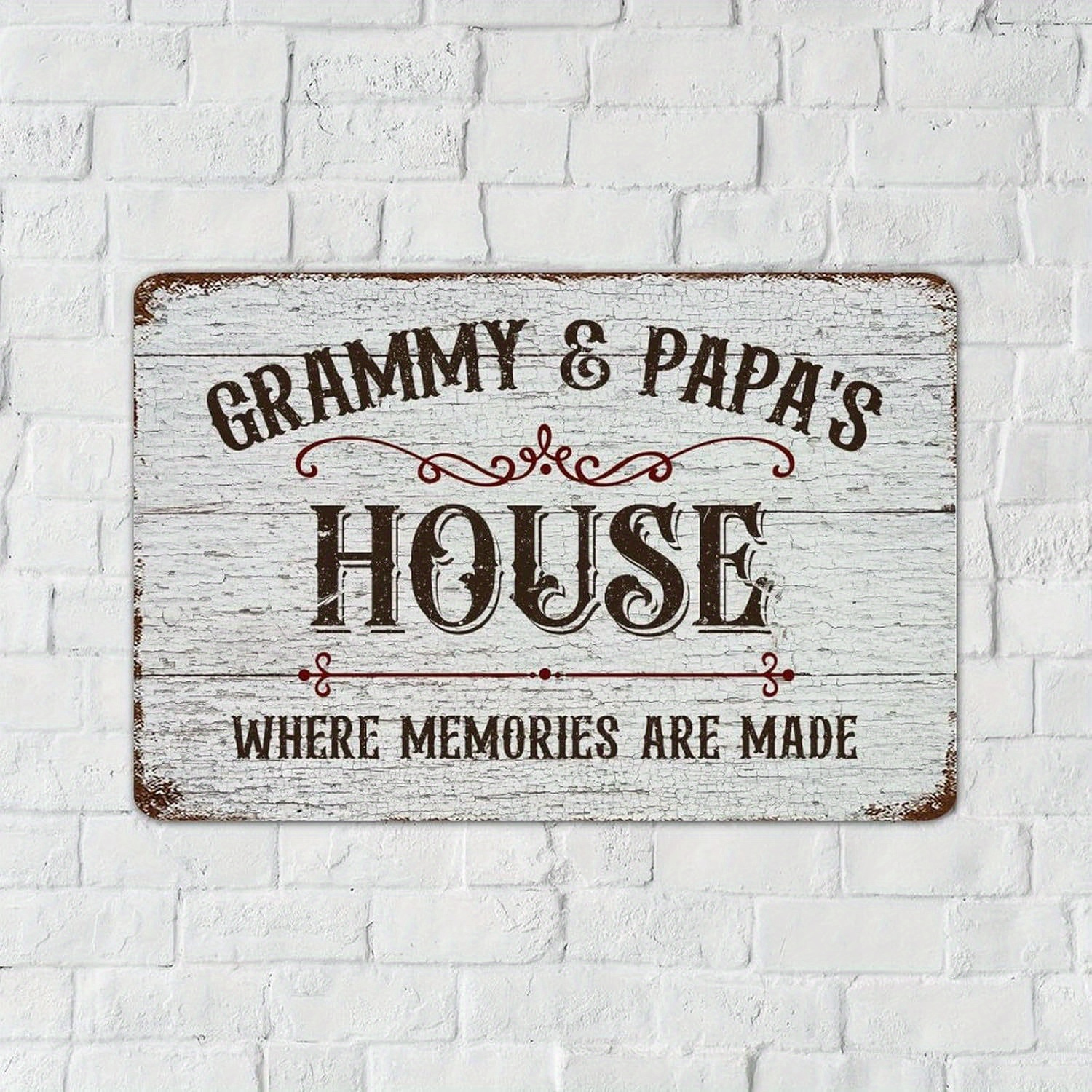 

Grammy & Papa'" Vintage Metal Sign - Rustic Wooden Wall Decor, , No Power Needed, Living Room, Kitchen, Or Lounge, Wall-mounted, Restaurant,