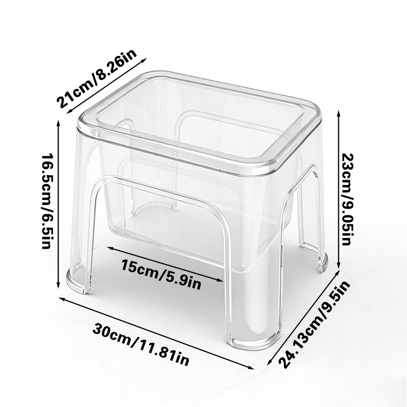 transparent shoe changing step stool hollow storage waterproof sturdy and durable multipurpose footstool simple household step stool suitable for living room bedroom bathroom laundry room garage bedside non slip step stool Product details 1