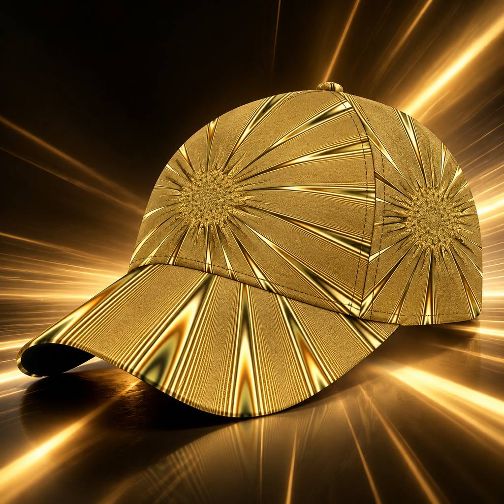 TEMU 13d Golden-patterned Baseball , Comfortable Peaked , Dance Anniversary, Full-print Design, Skateboard, Outdoor Sports, Urban Fashion