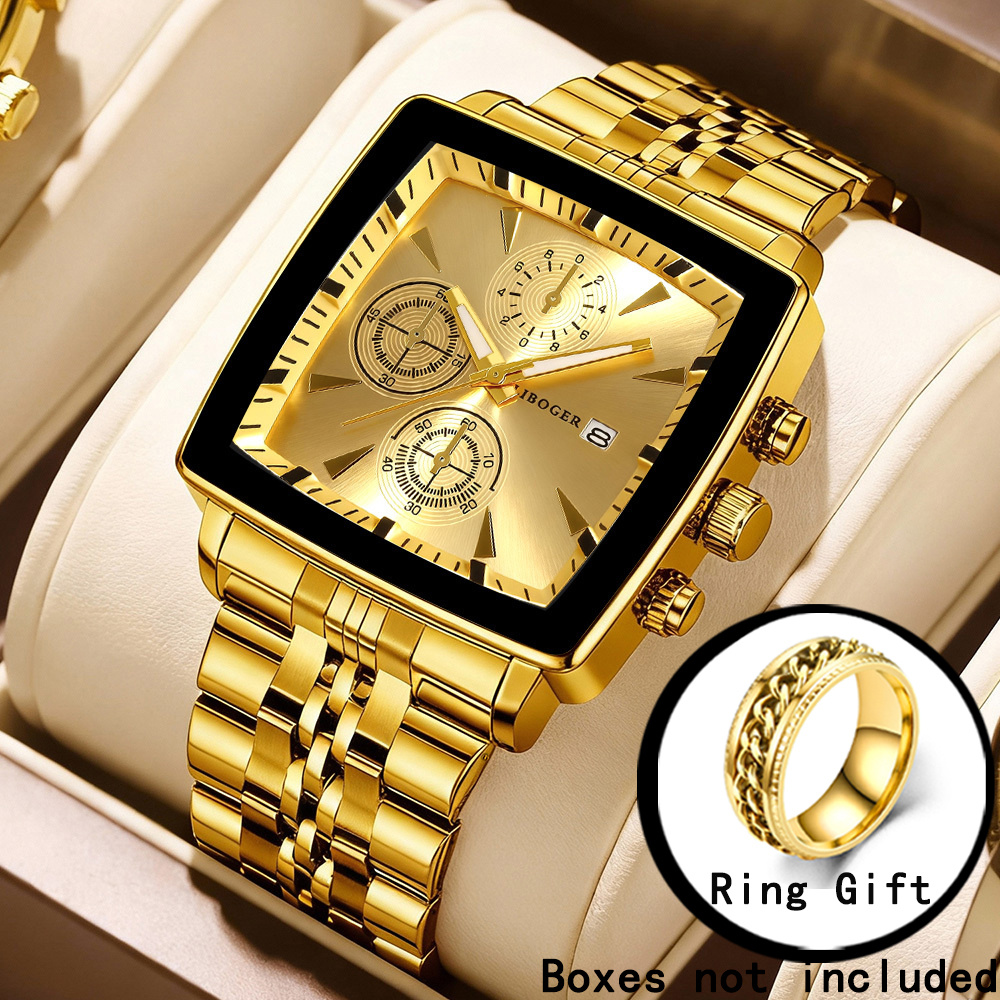 TEMU 2pcs Elegant Fashion Quartz Watch | Luxury Business Watch With 1pc Ring Jewelry For Men Set, Ideal Gift For Valentine's, Easter, Ramadan,