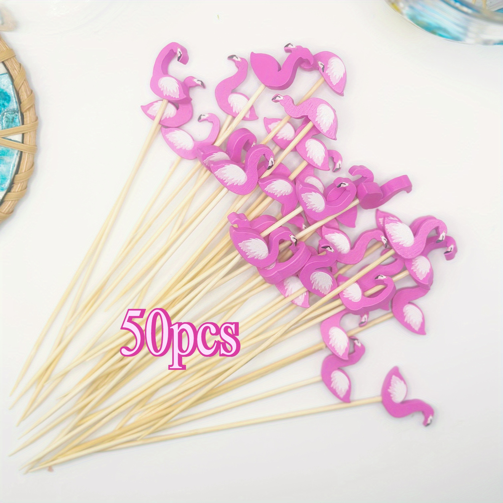 Image of 50pcs Flamingo Picks, Toothpicks Skewers For Cupcake Toppers Skewers For Drinks Wedding Birthday Party Decorations For Appetizers Fruit Drinks Party Supplies (flamingo Style)