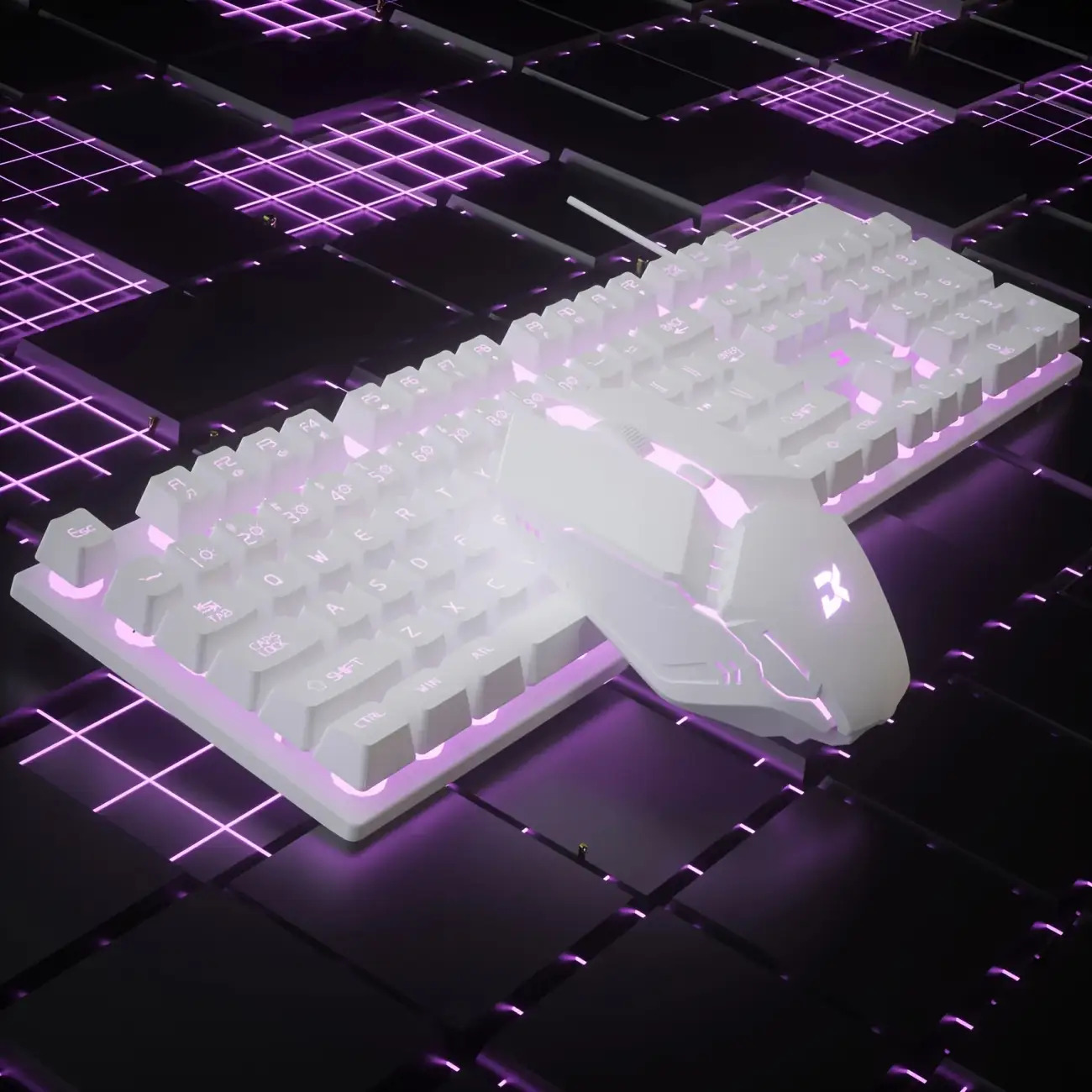 Wired Illuminated Keyboard Mouse Set Gaming Computer Desktop