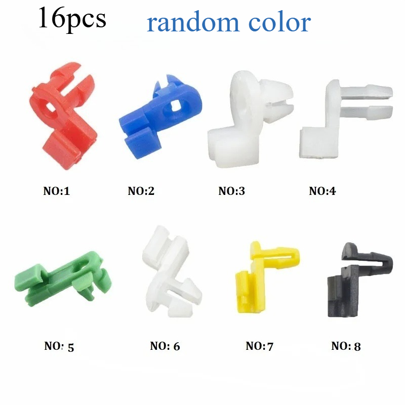 TEMU 16pcs Universal Random Color Hook Set For Car Door Lock , Featuring 8 Different Types Of Nylon Fixing Hooks For Repairing Or Replacing Car Door