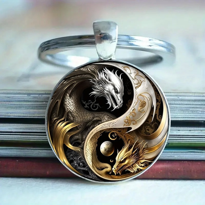 Image of Unique Tai Chi Dragon Keychain - Fashionable Zinc Alloy Pendant, Perfect Gift For On Christmas, Halloween, And New Year