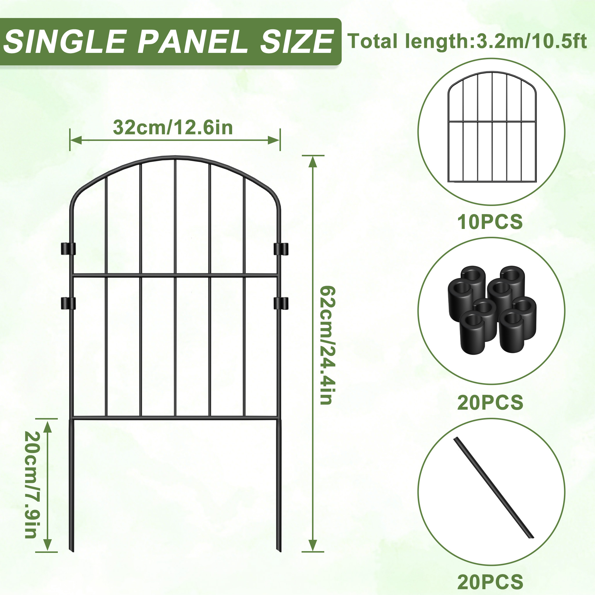 10/25pcs Animal Barrier Fence, Metal Garden Decorative Dog Fence Set, Plug-in Outdoor Fencing For Pet Isolation Flower Bed Tree Balcony Pond, With Rhombus/rectangle//