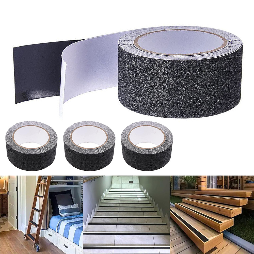 Image of 4pcs Anti-slip Tape 5cm X 5m Abrasive Grip, Heavy Duty Self-adhesive Non-slip Tape For Stairs, Bathroom, Patio, Floor Tile, Railing, Steps - Outdoor Indoor