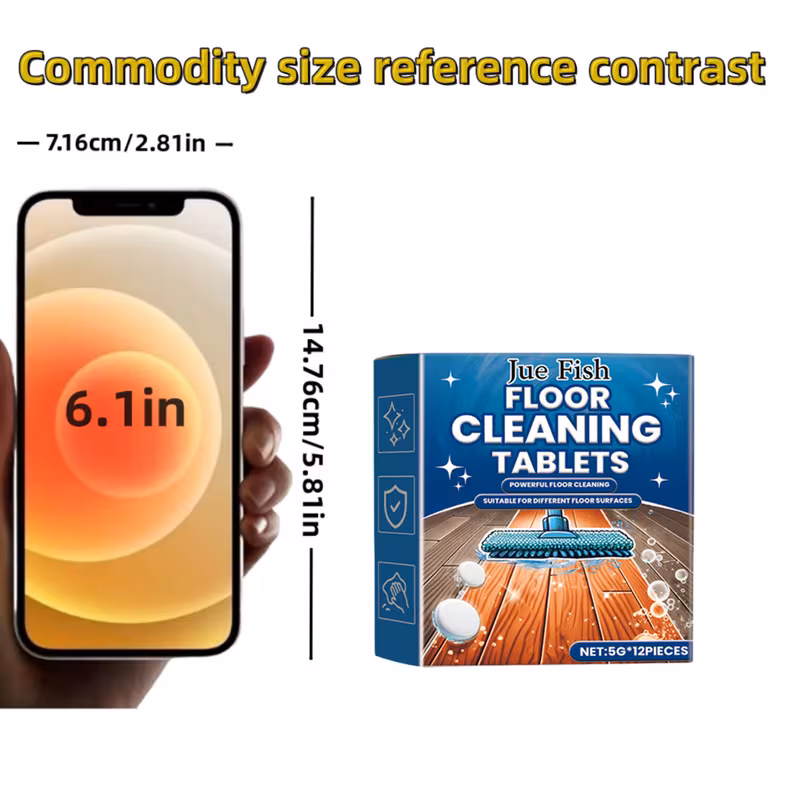 12pcs multi purpose floor care effervescent tablets universal for suitable for tiles wood floors marble dirt on floor gentle and non damaging to floor materials mopping without Product details 1