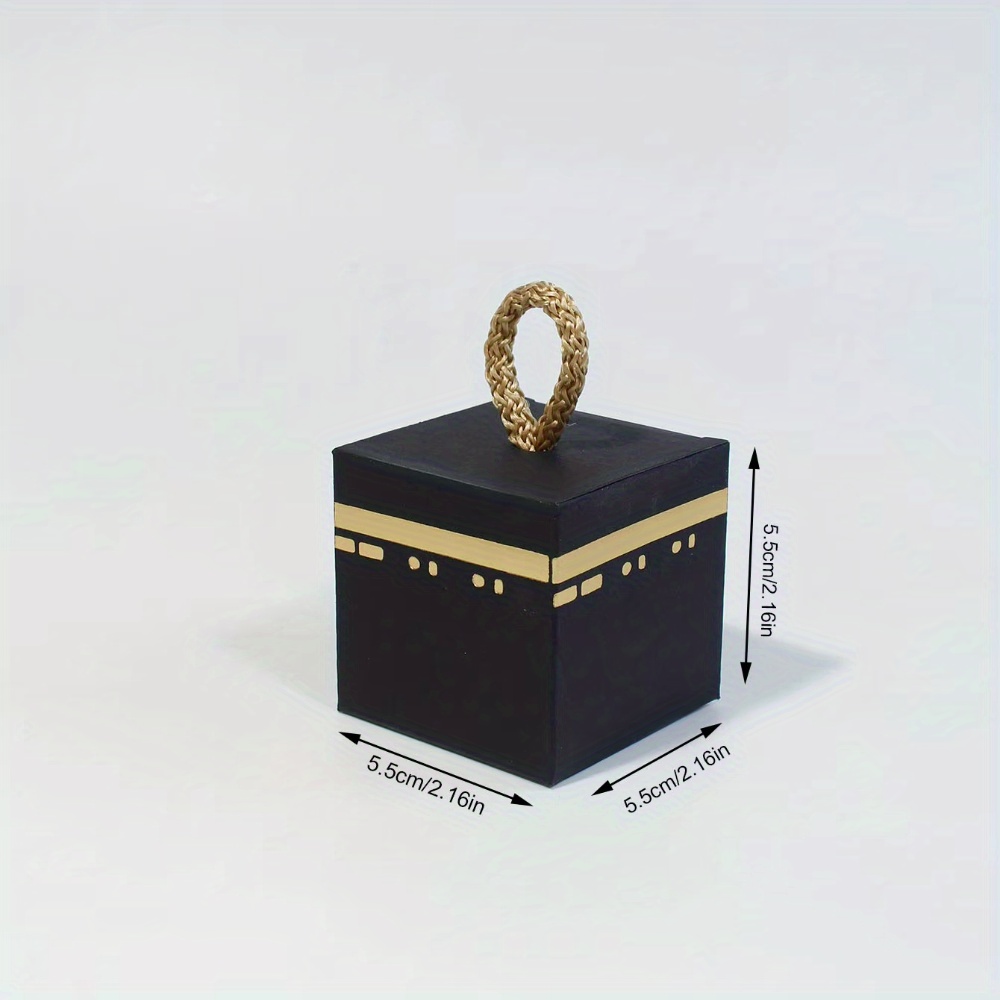 gift for her him 10pcs elegant mini kaaba gift boxes chic black with golden accents braided handles   eid hajj islamic celebrations special occasions ideal for treats chocolates small presents gift bags halloween