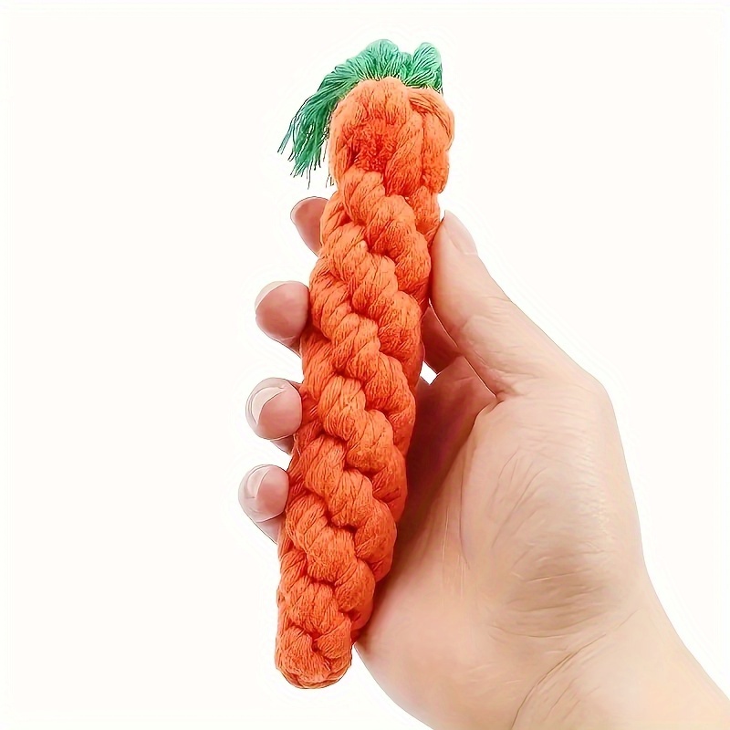 1pc durable carrot shaped braided fabric rope dog chew toy for teeth   play dental health all breed sizes interactive   carrotshaped toy durable braided rope dog toy details 4