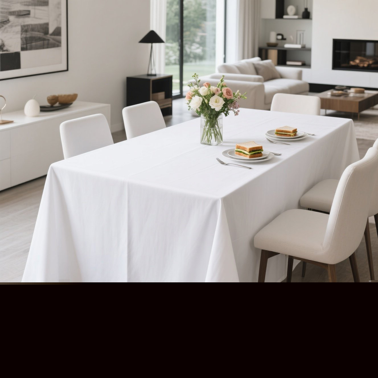Image of 1pc All-match, Elegant Large Size White Tablecloth, Washable Durable Polyester Rectangular Tablecloth, Suitable For Weddings, Beach Parties, Large Gatherings, Reunions, Back-to-, Graduation Ceremonies