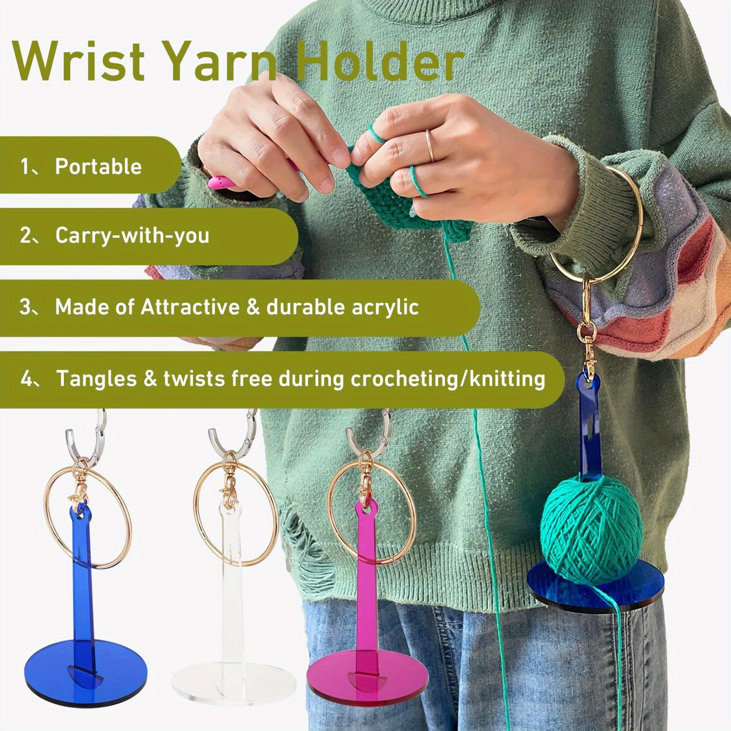 Aazon.co: Wrist Yarn Holder With Wrist Strap,Portable Yarn Holder For...