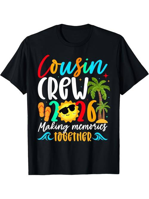 2026 cousin team summer family vacation commemorative t shirt unisex holiday birthday party gift from local warehouse unisex style 2026 summer short sleeve printed t shirt